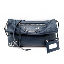 SAC A MAIN BANDOULIERE BALENCIAGA 390167 BLEU MARINE CUIR 