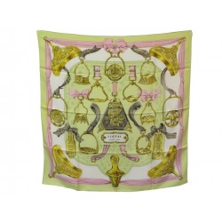 FOULARD HERMES ETRIERS FRANCOISE DE LA PERRIERE SOIE VERT +BOITE SILK SCARF 375€