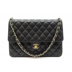 VINTAGE SAC A MAIN CHANEL TIMELESS CLASSIQUE MATELASSE CUIR NOIR BAG 