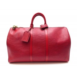 SAC A MAIN KEEPALL 45 EN CUIR EPI ROUGE VOYAGE TRAVEL RED LEATHER HAND BAG 2000€