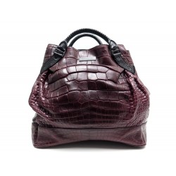 SAC BURBERRY CUIR CROCO BORDEAUX 