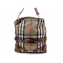 NEUF SAC A MAIN BURBERRY GOSFORD HOBO MEDIUM TOILE TARTAN CUIR MARRON BAG 1210€