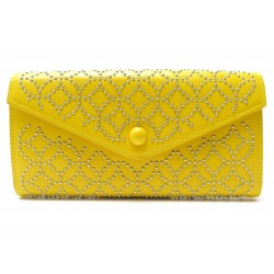 NEUF PORTEFEUILLE ALAIA CLOU ARABESQUE EN CUIR JAUNE + BOITE LEATHER WALLET 675€