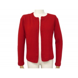 PULL CHANEL GILET CARDIGAN P23213 M 40 EN CACHEMIRE ROUGE CASHMERE VEST 3900€