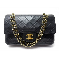 VINTAGE SAC A MAIN CHANEL PETIT TIMELESS CLASSIQUE CUIR MATELASSE NOIR BAG 4550€