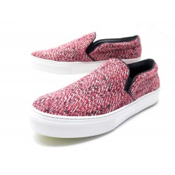 NEUF CHAUSSURES CELINE SLIP ON SNEAKERS 42 BASKETS EN TOILE ROUGE NEW SHOES 550€