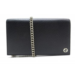 NEUF GUCCI WALLET ON CHAIN CUIR NOIR 