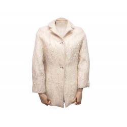 VESTE CHANEL 38 M FEMME EN MOHAIR LAINE ECRU 1998 WHITE-OFF TWEED JACKET 5000€