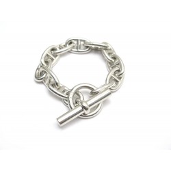 BRACELET HERMES CHAINE ANCRE TGM 11 MAILLONS T19 EN ARGENT MASSIF 103.7GR 1080€