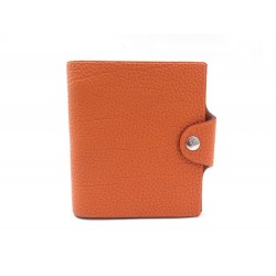 PORTE AGENDA HERMES ULYSSE MINI CUIR GRAINE ORANGE 