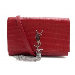 NEUF SAC SAINT LAURENT KATE CUIR CROCO ROUGE 