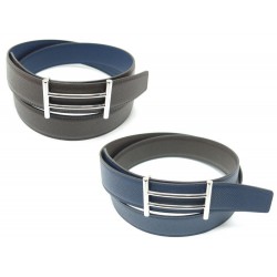 NEUF CEINTURE HERMES LIEN REVERSIBLE T90 EN CUIR GRAINE BLEU ET MARRON BELT 635€