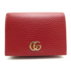 NEUF PORTE MONNAIE GUCCI 456126 PORTE CARTE EN CUIR ROUGE LEATHER WALLET 280€