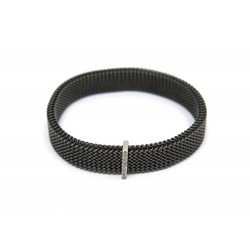 BRACELET MAUBOUSSIN MOI NON PLUS T16 DIAMANTS OR BLANC ET ACIER NOIR JEWEL 695€