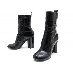 BOTTINES LOUIS VUITTON SILHOUETTE CUIR ANGUILLE NOIR 38 