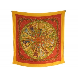 CHALE HERMES AUX PAYS DES EPICES ANNIE FAIVRE CACHEMIRE & SOIE ORANGE SCARF 950€