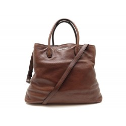 SAC A MAIN MIU MIU BANDOULIERE EN CUIR MARRON 38 CM LEATHER HAND BAG 1500€