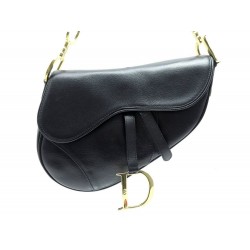 SAC A MAIN CHRISTIAN DIOR SADDLE CUIR NOIR 