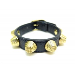 BRACELET BALENCIAGA GIANT STUD CUIR BLEU 