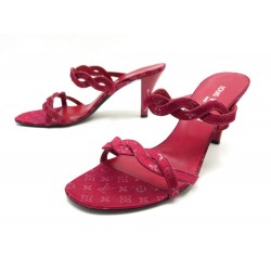 CHAUSSURES LOUIS VUITTON MULES A TALONS MONOGRAM SATIN TRESSE 40 SHOES 570€