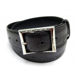 NEUF CEINTURE BERLUTI CLASSIC SCRITTO 85 CM EN CUIR NOIR BLACK LEATHER BELT 510€