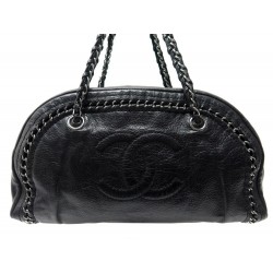 SAC A MAIN CHANEL BOWLING CHAINE EN CUIR NOIR BOWLER CHAIN AROUND PURSE 