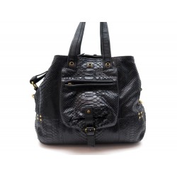 NEUF SAC A MAIN JEROME DREYFUSS BILLY M CUIR PYTHON NOIR LEATHER HAND BAG 1295€