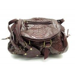 SAC A MAIN JEROME DREYFUSS TWEE BANDOULIERE EN CUIR PYTHON MARRON HANDBAG 1090€