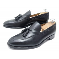 CHAUSSURES BERLUTI 7 41 MOCASSINS A PAMPILLES EN CUIR NOIR LEATHER LOAFERS 1280€