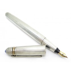 STYLO PLUME CARTIER PASHA A CARTOUCHES EN METAL PLAQUE ARGENT FOUNTAIN PEN 900€