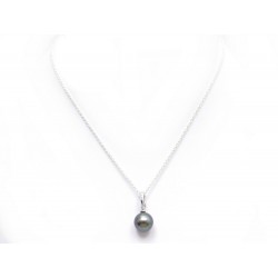 NEUF COLLIER 42 CM EN ARGENT 925 & PERLE DE CULTURE TAHITI 3.7GR SILVER NECKLACE