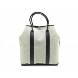 NEUF SAC A MAIN HERMES GARDEN PARTY VERTICAL MM TOILE CUIR BEIGE HAND BAG 1640€