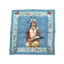 FOULARD HERMES PANI LA SHAR PAWNEE OLIVIER GAVROCHE EN SOIE BLEU SILK SCARF 175€