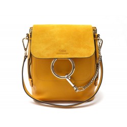 NEUF SAC A DOS CHLOE FAYE MEDIUM EN CUIR ET DAIM JAUNE LEATHER BACKPACK 1490€