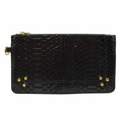  NEUF POCHETTE POPOCHE S JEROME DREYFUSS CUIR PYTHON NOIR 