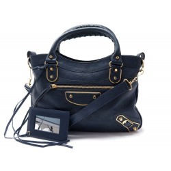 NEUF SAC A MAIN BALENCIAGA CLASSIC METALLIC EDGE TOWN 390149 CUIR BLEU 