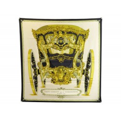 VINTAGE FOULARD HERMES GRAND CARROSSE POUR UN AMBASSADEUR SOIE JAUNE SCARF 375€