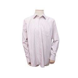 CHEMISE HERMES HOMME 43 XL RAYURES ROSES BOUTONS CLOU DE SELLE SHIRT TOP 380€