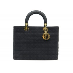 SAC A MAIN CHRISTIAN DIOR LADY GM TOILE CANNAGE NOIR BLACK CANVAS HAND BAG 1500€