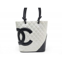 SAC CHANEL CAMBON SHOPPING CUIR BLANC PM + BOITE 