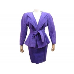 ENSEMBLE TAILLEUR VESTE JUPE JEAN CLAUDE JITROIS 36 S DAIM VIOLET JACKET 4590€