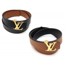 NEUF CEINTURE LOUIS VUITTON LIEN REVERSIBLE BOUCLE LV M9521 NOIR MARRON 490€