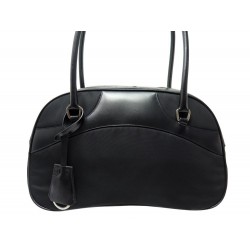 SAC A MAIN PRADA TOILE NYLON CUIR NOIR 