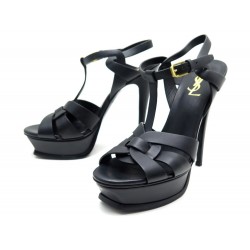 CHAUSSURES YVES SAINT LAURENT TRIBUTE 315487 38 SANDALES A TALONS CUIR NOIR 695€