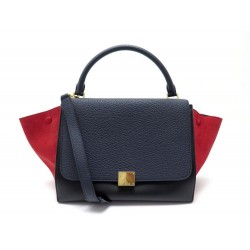 NEUF SAC A MAIN CELINE TRAPEZE MM EN CUIR GRAINE & DAIM TRICOLORE HAND BAG 2500€