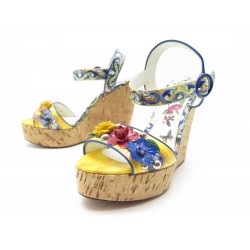 CHAUSSURES DOLCE & GABBANA SANDALES MAJOLICA 38 IT 39 FR CUIR VERNIS SHOES 795€