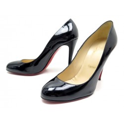 CHAUSSURES CHRISTIAN LOUBOUTIN FIFI 39 ESCARPINS CUIR VERNI NOIR PUMP SHOES 545€