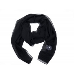 FOULARD CHANEL SOIE NOIR CAMELIA NOIR 