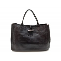 SAC A MAIN LONGCHAMP ROSEAU ARGENTE 1686158703 CUIR FACON CROCO HANS BAG 450€