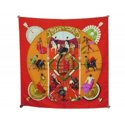 FOULARD HERMES PLAZA DE TOROS SOIE ROUGE 